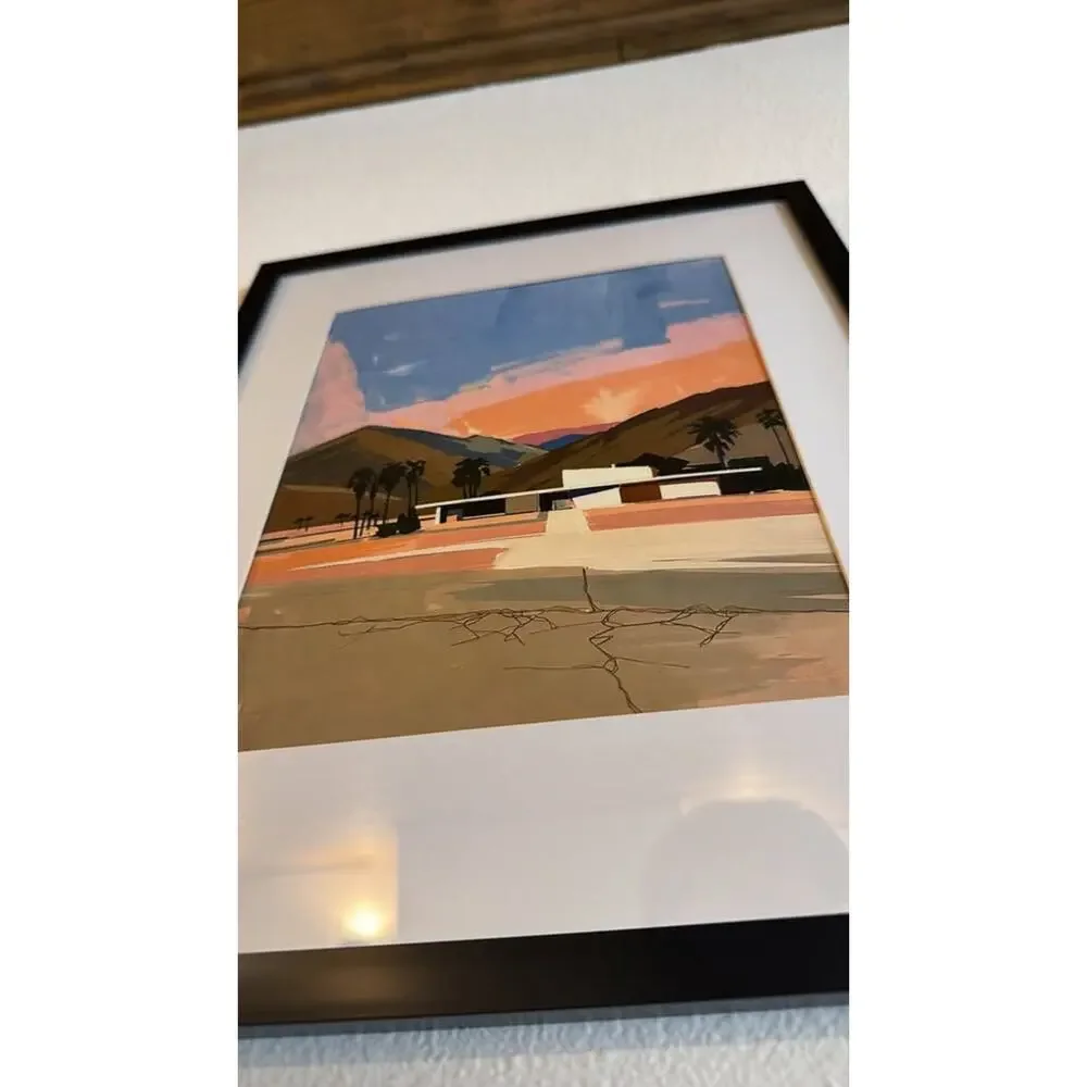 Framed Palm Springs Desert Landscape Art Print — Mid-Century Vibes